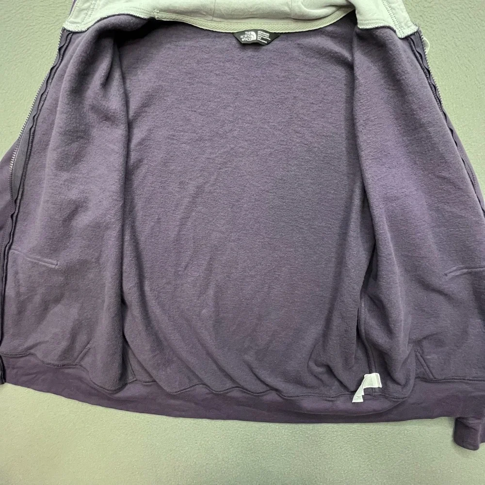 The North Face Men Hoodie Purple Cotton Blend Medium Gorpcore Graphic Zip Up